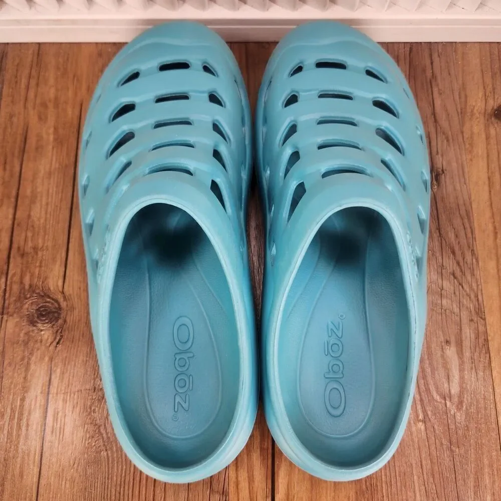 Oboz Whakata Coast Recovery Clogs Mens Sz 9 Aqua Blue Slip On Comfort Sandals